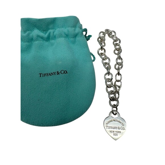 Tiffany & Co Heart Tag Bracelet Sterling Silver With Turquoise - Picture 2 of 5